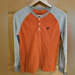 Heritage Orange and Gray Long Sleeve Shirt American Eagle